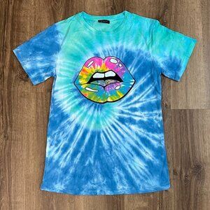 Zutter Tie Dye Lips Groovy T-Shirt Size S